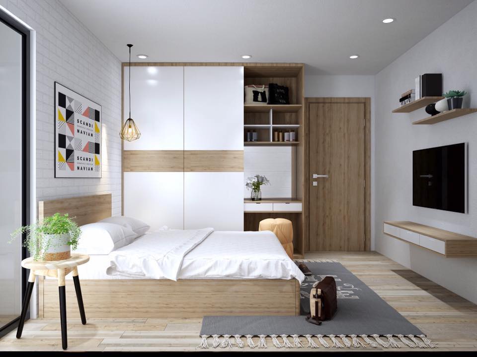 Phòng ngủ được thiết kế theo phong cách hiện đại và tối giản