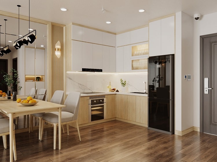 Thiết kế nội thất phòng bếp chung cư ấn tượng 